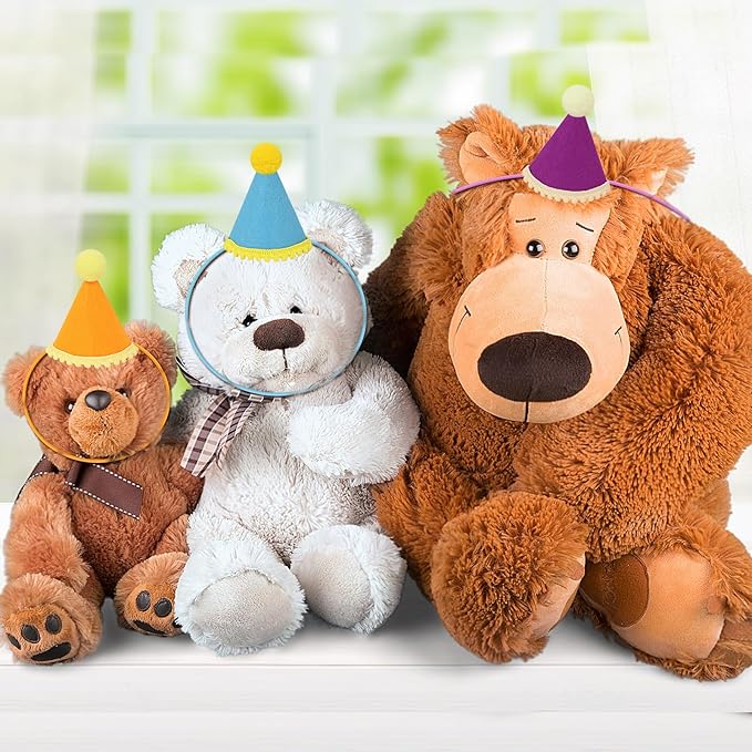 12 Pack Mini Party Hats for Stuffed Animals, Birthday Party Cone Hats, Rainbow Themed Felt Hat for Dolls Dog Cat Rabbit Puppies Assorted Animal Birthday Decorations - No Assembly Required