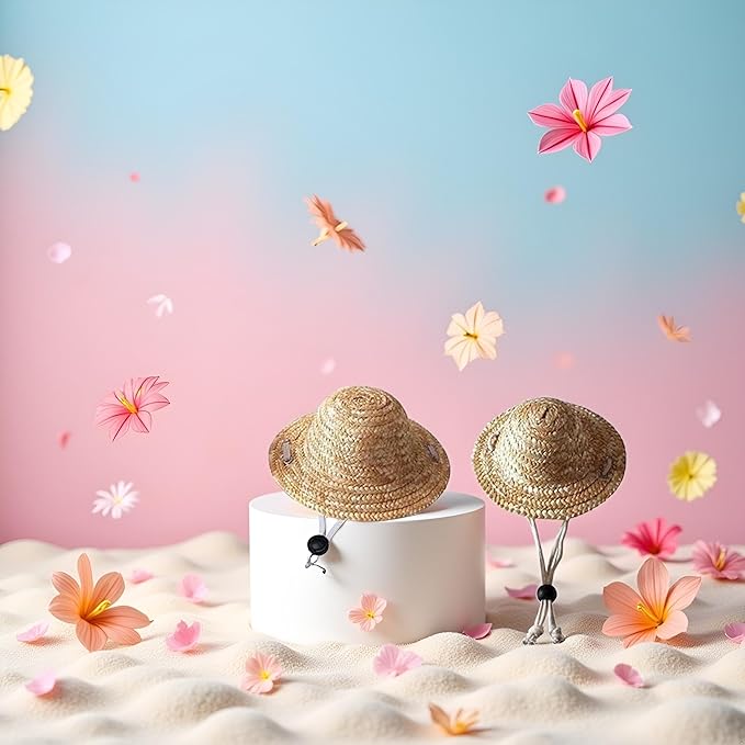 1Pc Novelty Summer Adjustable Pet Dog Outdoor Straw Hat Puppy Small Kitty Cat Sunhats Dog Hat