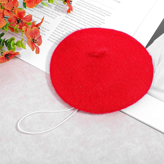 1Pcs Dog Beret for Small Dogs Cat, French Artist Dog Hats Cute Felt Cats Hat for Small Dogs Cat Halloween Christmas Hair Accessory Photo Props(Red)