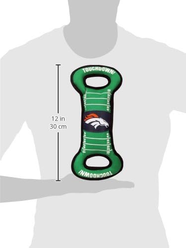 NFL Football Field DOG TOY with Squeaker. - DENVER BRONCOS - For Tug, Toss, and Fetch. - Tough & Durable PET TOY