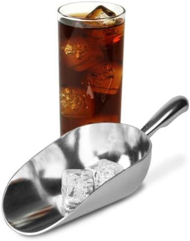 Ice Cube Endurance Scoop, Cast Aluminum Shovel Scoops Kitchen Utility Scoops Set Contoured Handle,Ideal for Ice Cube Coffee Bean Food Candy Flour Popcorn Rust Free (5oz Silver)