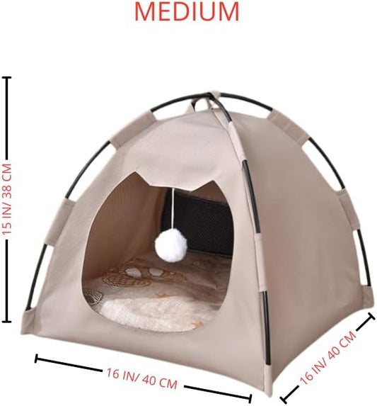 GLOBHARB Cat Tent, Cat Tent Bed, Tent for Cats, Cat Tent Bed for Indoor Cats, Tent for Cats Indoor, Mini Tent for Pets, Tiny Cat Tent, Cat House Tent, Tents for Cats, Mini Tent for Cats (Beige, M)