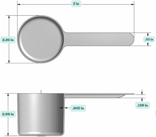 1/2 Cup (4 Oz. | 118.4 mL) Long Handle Plastic Measuring Scoop for Coffee, Protein Powder, Pet Food, Spices, Grains, Dry Goods – Food-Grade BPA-Free (Pack of 5)