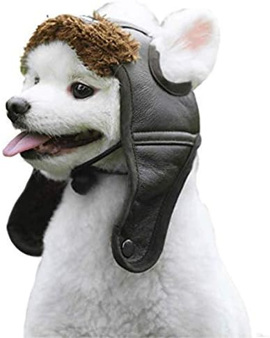 Leconpet Dog Aviator Hat, Dog Winter Pilot Hat with Ear Flaps for Cold Weather (M, Brown)