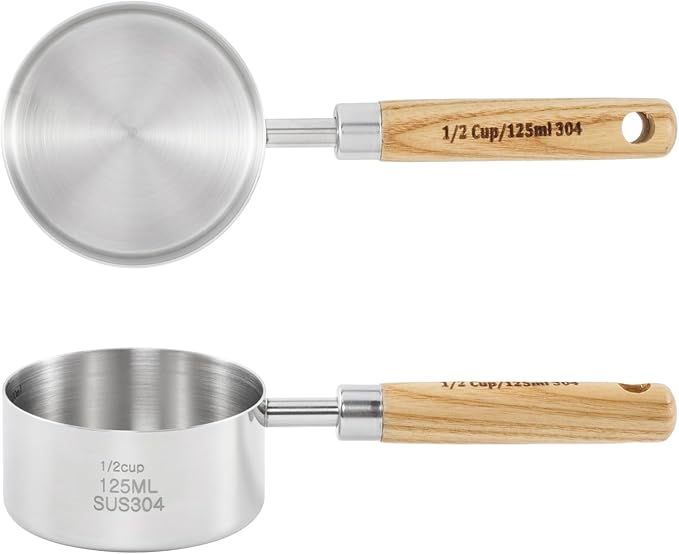 Stainless Steel Pet Food Scoop – Measuring Cup for Dogs & Cats, 304 Stainless Steel, with Precision Scale Markings (1/2Cup(125ml))