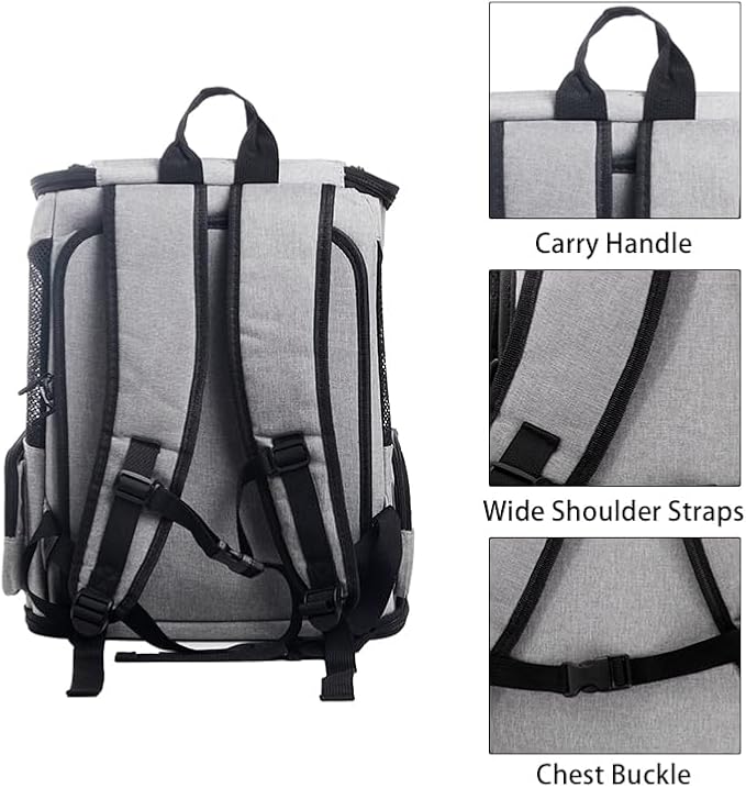 Expandable Cat Carrier Backpack, Large Soft Airline Approved Collapsible Pet Bag for Small Dogs Puppies Medium Cats, Breathable Portable Travel Bags for Hiking