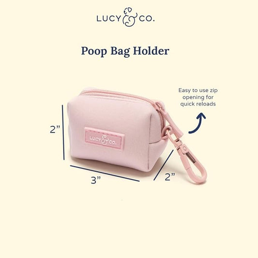 Lucy & Co. Rosewater Everyday Dog Poop Bag Holder - Cute Designer Pet Waste Bag Dispenser, One Size, Solid Light Pink