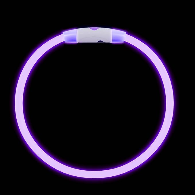 Rechargeable Reflective Pet Gear LED Dog Collar Light Up, Flashing Glowing Illuminated Collar for Night Walking, Neon Pet Collar with Light for Small/Medium/Large Dogs (Purple, 1-Pack)
