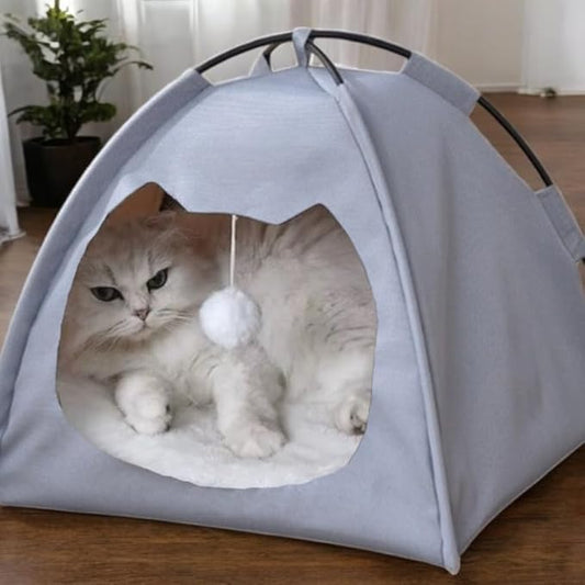 GLOBHARB Cat Tent, Cat Tent Bed, Tent for Cats, Cat Tent Bed for Indoor Cats, Tent for Cats Indoor, Mini Tent for Pets, Tiny Cat Tent, Cat House Tent, Tents For Cats, Mini Tent for Cats (BLUE-GRAY, L)