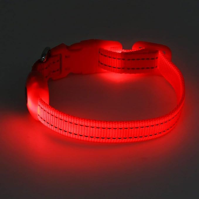 BSEEN LED Dog Collar - Rechargeable Light Up Dog Collar for Small Dogs& Cats, Reflective Adjustable Puppy Collar Safety Dog Lights for Night Walking (Red, XS)