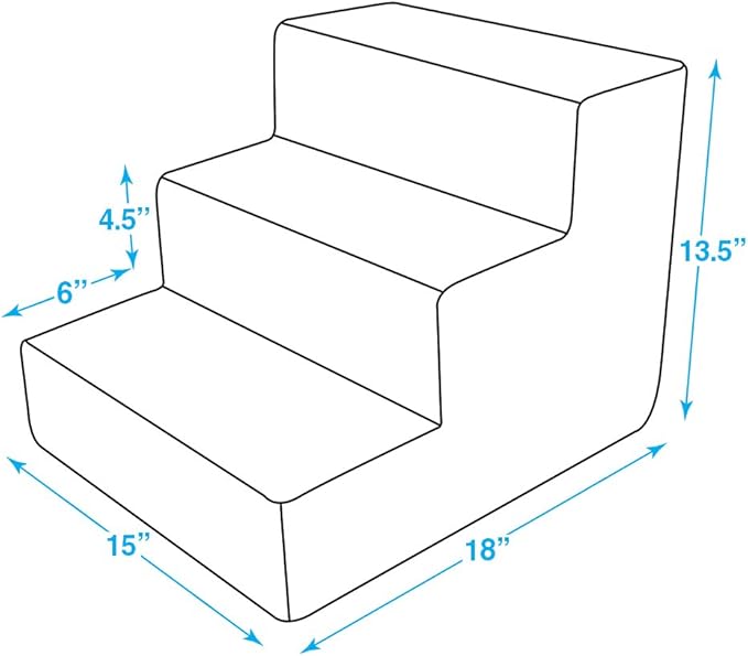 Best Pet Supplies Dog Stairs & Steps - Foam Steps for Small Dogs & Cats, Non-Slip Indoor Balanced Pet Step Support, Dog Ramp, No Assembly, Gray Lattice Print, 3-Step (13.5-inch Height)