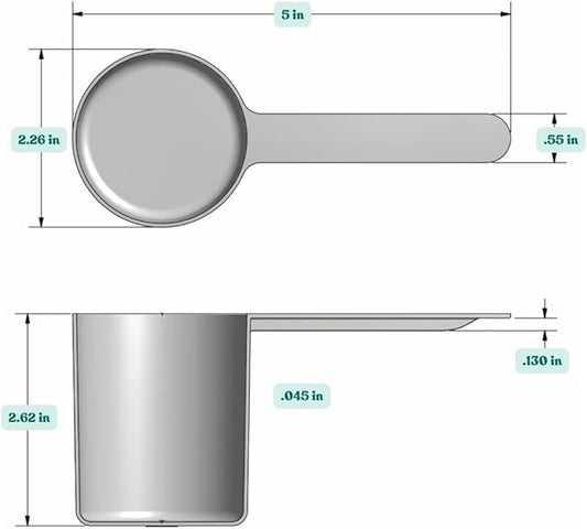 148 mL (148 CC | 5 Oz.) Long Handle Plastic Measuring Scoop for Coffee, Protein Powder, Pet Food, Spices, Grains, Dry Goods – Food-Grade BPA-Free (Pack of 10)