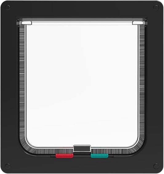 Hakuna Pets Standard Cat and Small Pet Door, Large, Black, Pets up to 20 lbs