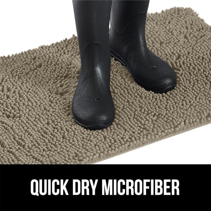 GORILLA GRIP SoakSTOPPER Dog Door Mat, 36x24 Machine Washable Rug Absorbent Doormat Captures Moisture Mud Dirt, Quick Dry Soft Chenille Entryway Rugs Indoor Entrance Mats for Dog Paws, Cappuccino