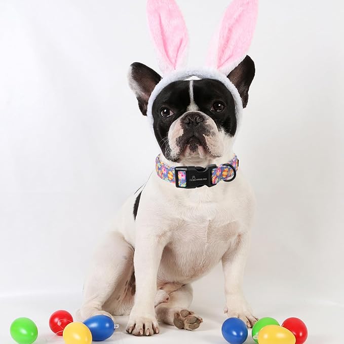 ARING PET Easter Dog Collar, Cute Purple Eggs Pet Collars with Quick Release Buckle for Puppy Small Medium Large Boy Girl Dogs-S