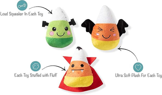 Fringe Studio, Candy Corns, Small Plush Dog Toy 3PCS Set, PetShop Collection (289403)