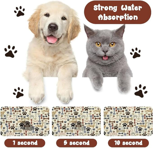 Dog Food Mats for Floors Waterproof, Dog Cat Water Bowl Mats Pet Feeding Absorbent Mat Dog Cat Pet Placemats for Food and Water Beige 17 * 30 inch
