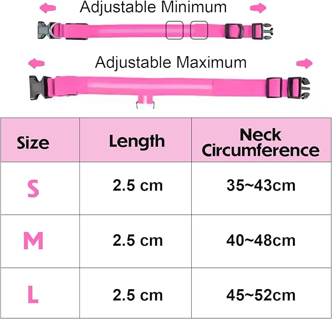 Light Up Dog Collar – Reflective, Adjustable & Rechargeable Electronic Glow Pet Collars – Bright, Comfortable, High Visibility LED Dog Collar for Night Safety, Outdoor Walk, Flashing Fun, Pink, Medium