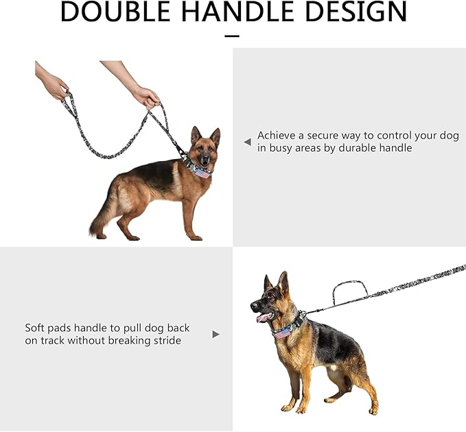 DAGANXI Tactical Dog Collar, Adjustable Military Training Nylon Dog Collar with Control Handle and Heavy Metal Buckle for Medium and Large Dogs, with Patches and Airtags Case (XL, Camo-Set)