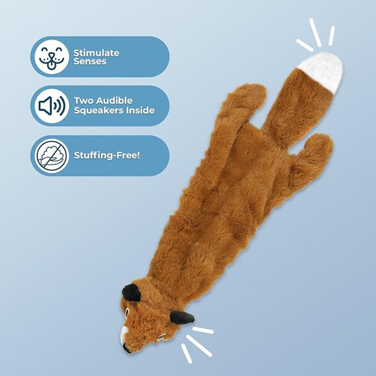 Best Pet Supplies Squeaky Dog Toys with Soft Durable Fabric for Small, Medium and Large Pets Interactive Toy for Indoor Play, Supports Active Biting and Play - Fox, Small