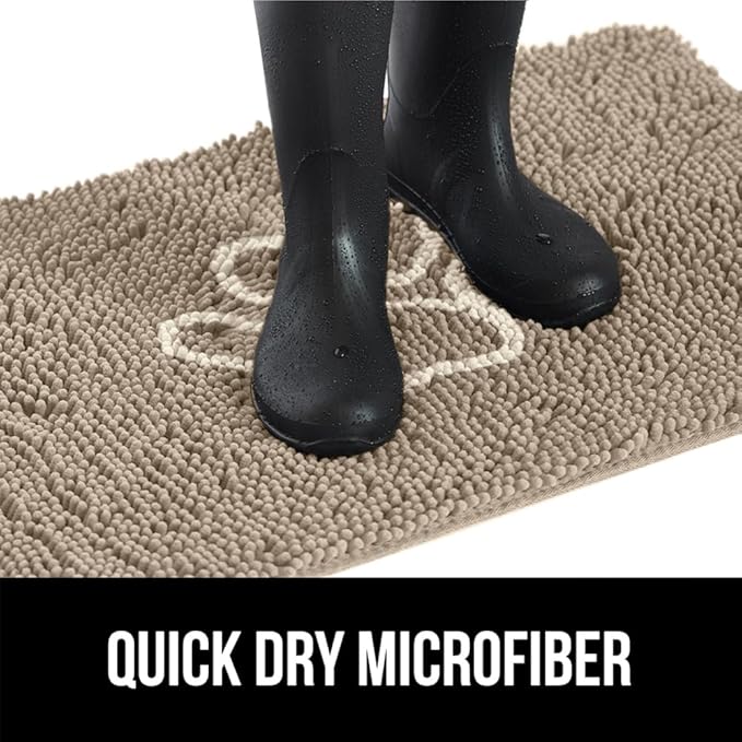 GORILLA GRIP SoakSTOPPER Dog Door Mat, 48x30 Machine Washable Rug Absorbent Doormat Captures Moisture Mud Dirt, Quick Dry Soft Chenille Entryway Rugs Indoor Entrance Mats for Dog Paws, Beige Ivory