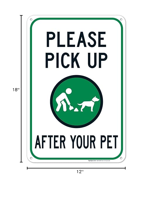 Clean Up After Your Dog Sign, Please Pick Up After Your Pet Sign, 12x18 Inches, 55 mil Thick HDPS (high Density polystyrene), Made in USA