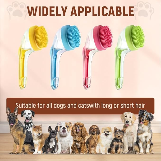 Dog Bath Brush, Pet Grooming Massage Scrubber for Long and Short Hair, 2025 Model (yellow)