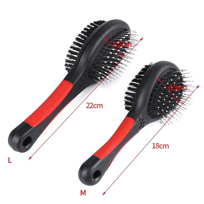 Double Sided Pet Brush, Professional Double Sided Pin & Brush for Dogs & Cats, Soft Salon Grooming Massage Clean for Pet(M)