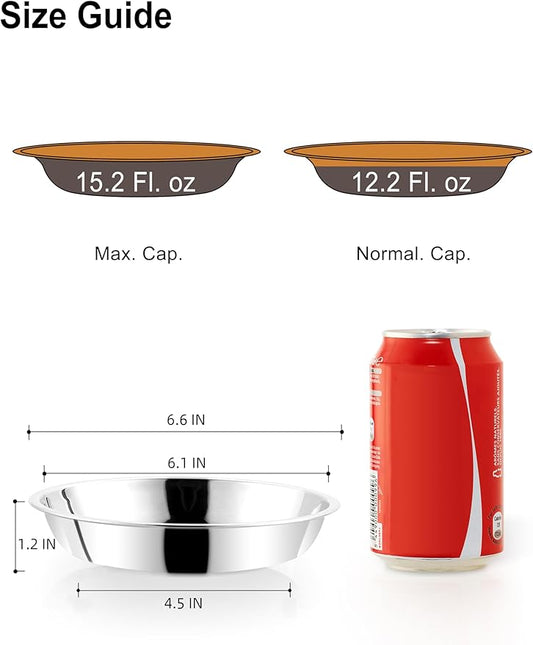 VENTION Small Shallow Cat Food Bowls, Outer Dia. 6.5 in Whisker Fatigue Cat Bowl, Stainless Steel Cat Food Dish for Indoor Cats, Set of 2 Replacement Cat Bowls for Raised Station(15.2 Fl.oz)