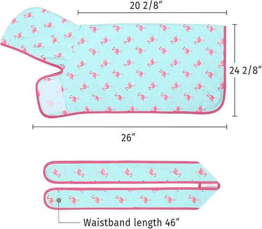 HDE Dog Bathrobe Super Absorbent Quick Drying Puppy Towel Wrap Coat Adjustable After Bath Robes with Hood for Dog Sizes S-XXL Flamingos M