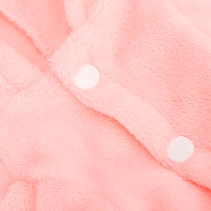 Dog Bathrobe Towel, Dog Drying Coat with Waistband Pink Pet Hooded Robe Puppy Hooded Pajama Bathrobe Dog Bath Robe for Drying Dogs(M)