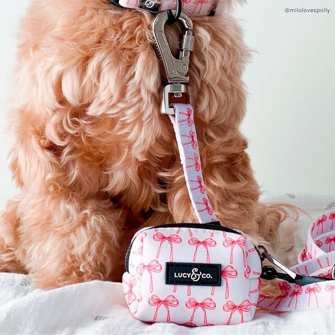 Lucy & Co. Ballet Bows Everyday Dog Poop Bag Holder - Leak Proof Dispenser - Hygienic Pet Poop Pickup - Purple Coral Floral