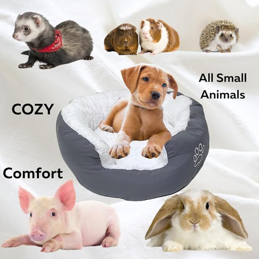 Evelots Calming Donut Cat Bed - Warm Pet Bed for Cats and Small Dogs - Anti-Anxiety Cozy Cuddler - Removable Soft Plush Cushion - Machine Washable - Non-Slip Bottom - Grey