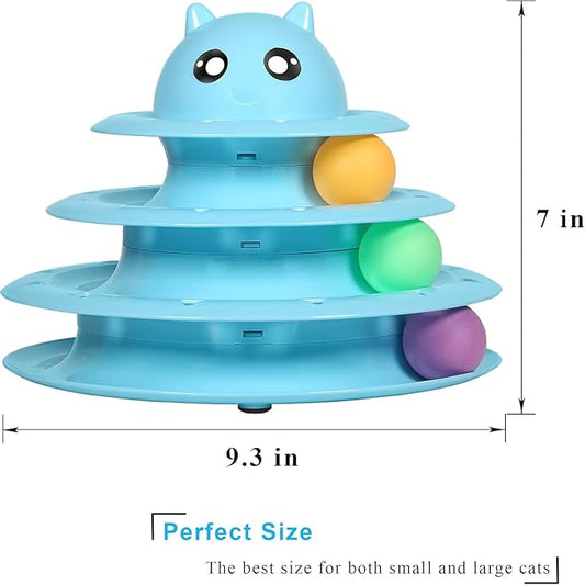 UPSKY Cat Toy Roller 3-Level Turntable Cat Toys Balls with Six Colorful Balls Interactive Kitten Fun Mental Physical Exercise Puzzle Kitten Toys.