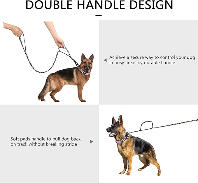 DAGANXI Tactical Dog Collar, Adjustable Military Training Nylon Dog Collar with Control Handle and Heavy Metal Buckle for Medium and Large Dogs, with Patches & Airtags Case (L, Colorful Triangle-Set)