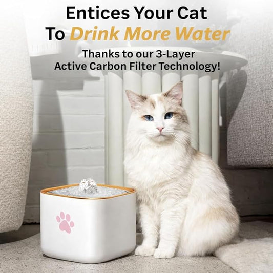 Cat Water Fountain, Water Fountain for Dogs, Indoor Water Dispenser, 3L Automatic Cat Water Dispenser, Quiet Motor, Holds Water for 10 Days – Cute Pink Design