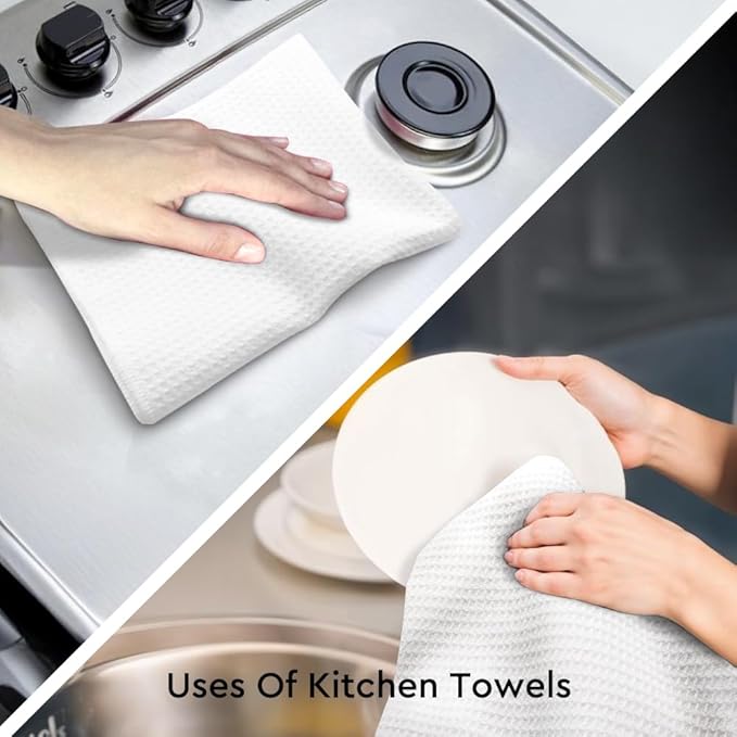 WUUCK00 2pcs Put The Food in The Bowl Funny Kitchen Towel, Cute Dog Mom Kitchen Decor Dish Tea Hand Towel, Housewarming Gifts for Pet Lover Dog Owners, Thanksgiving New Puppy Gifts for Family Friend