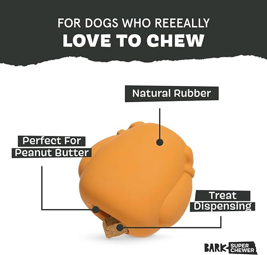 Barkbox BARK Stuffed Turkey Dog Toy | Natural Rubber, Treat Dispensing, Perfect for Peanut Butter | Dog Toy for Aggressive Chewers