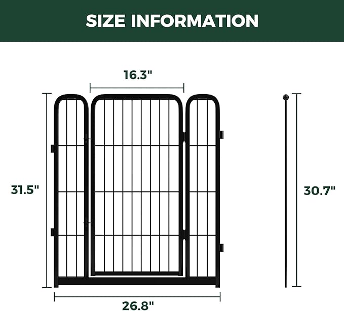 FXW Homeplus Unleashed Dog Playpen Designed for Indoor Use, 1 Add-on Gate, 32" Height for Small and Medium Dogs, Black │Patented