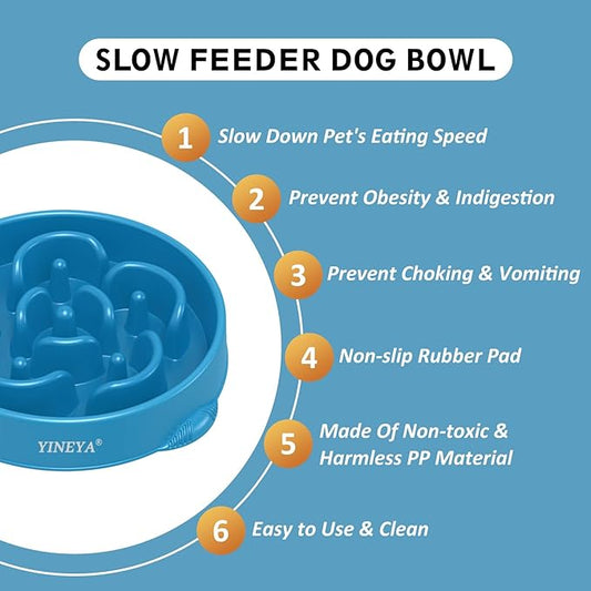 4 Cups Slow Feeder Dog Bowls Large Breed, Anti-Choking Pet Supplies, Maze Dog Food Bowl, Puzzle Feeder That Slow Down Eating 2PCS