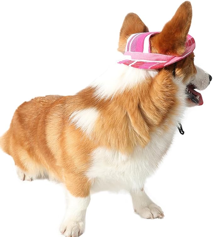 Round Brim Princess Hat Visor Hat Pet Dog Mesh Porous Sun Hat with Ear Holes for, Extra Dog Teddy, Pug, Chihuahua, Shih Tzu, Yorkshire Terriers, Papillon Z-2-rosered Small
