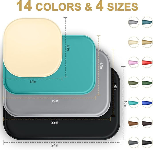 Silicone Pet Feeding Mat with Raised Edge for Food and Water, Dog Bowl Mats, Cat Bowls Placemat with High Lip for Floor Waterproof, Rubber Tray for Cats and Dogs 19 x 12 x 0.7 Dark Grey