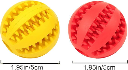 Sunglow 2 Pack Teething Toys Ball for Small/Medium/Large Dogs and Puppies, Nontoxic, Cat, Bite Resistant, Food Treat Feeder, Chew Tooth Cleaning Exercise Game, IQ Training