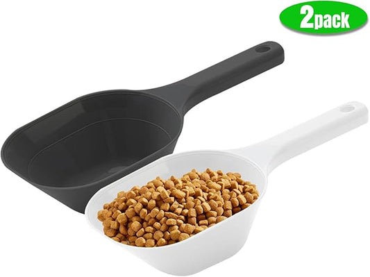 1 Cup Pet Food Scoop Set With Measuring Lines For Dog, Puppy and Cat (Black and White)