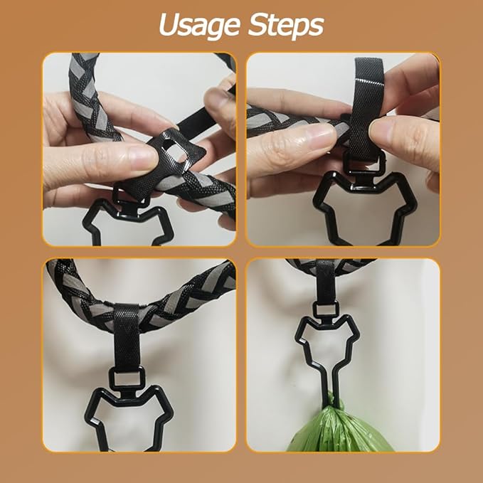 Dog Poop Bag Holder, Waste Bag Holder, Dog Poop Bag Carrier, Hand Free Holder (6 pack, Black)
