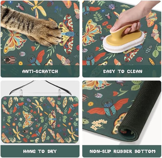 Dog Food Mats for Floors Waterproof, Pet Water Bowl Mats Pet Feeding Absorbent Placemats 12 * 20 inch