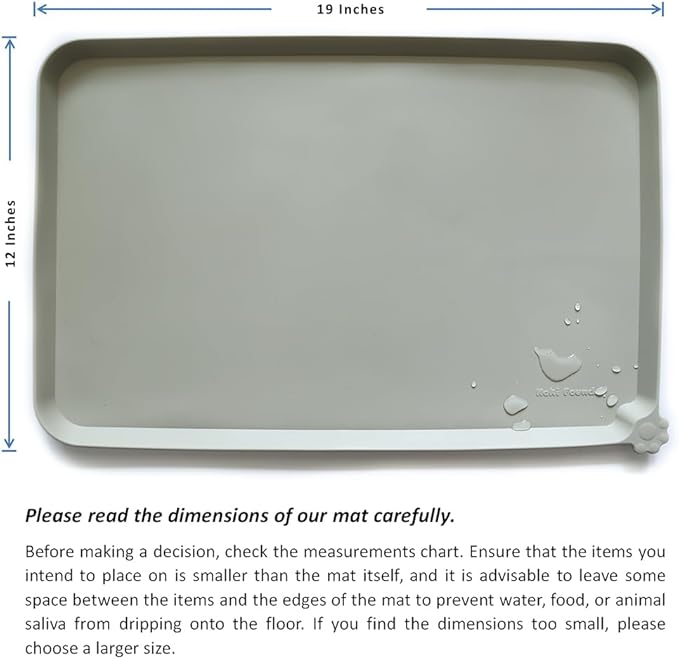Hoki Found Silicone Pet Food Tray - Non Slip Pet Dog Cat Bowl Placemat - Feeding Mat - Waterproof Dog Cat Food Mats - For Carpet - Cream Green