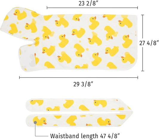 HDE Dog Bathrobe Super Absorbent Quick Drying Puppy Towel Wrap Coat Adjustable After Bath Robes with Hood for Dog Sizes S-XXL White Rubber Ducks L
