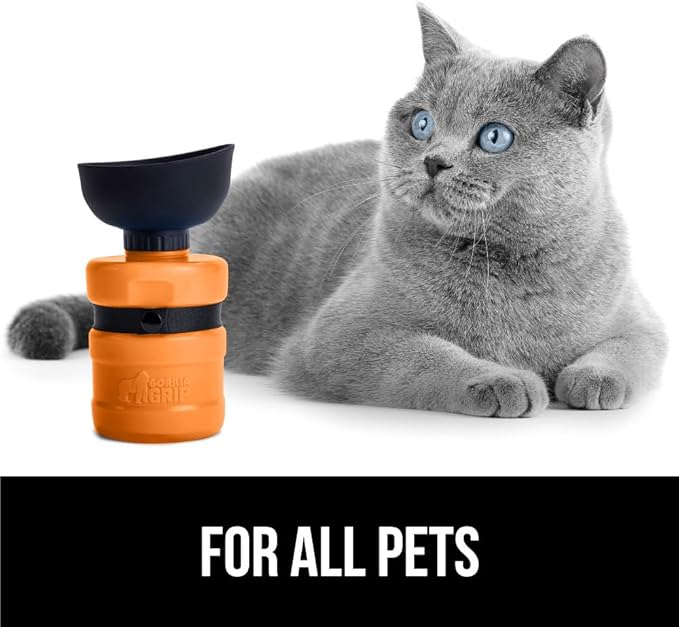 GORILLA GRIP Dog Water Bottle, Portable Water Bowl Dispenser for Dogs, 12 oz Leak Proof Pet Travel Squeeze Bottles, Food Grade Silicone, To Go Puppy Essentials, Hiking Camping Trip Accessories, Orange