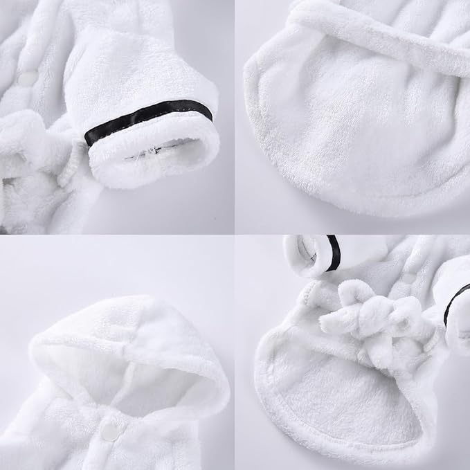 Dog Bathrobe Small Dog Luxury Soft Flannel Pajamas Puppy Quick Drying Bath Robe Pet Hooded Nightwear Dog Super Absorbent Towel for Small Dogs Cats